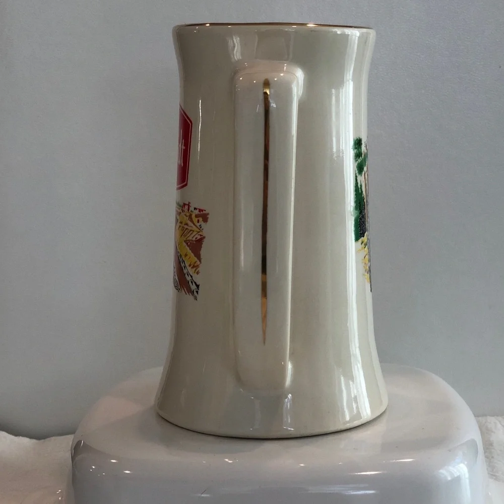 Vintage Schmidt Ceramic Beer Stein Mug in Cream with Red Logo - Picture 5 of 9